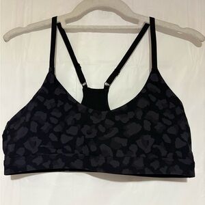 Black Leopard Print Racerback Sports Bra